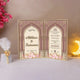 Elegant Noor-e-Zahabi Nikah Nama booklet featuring personalized names and Islamic motifs, perfect for Nikah essentials and wedding gifts.