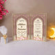Noor-e-Zahabi Nikah Nama in radiant gold and blush tones with floral accents, ideal for Islamic wedding ceremonies and bridal gifts.