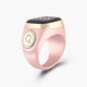 Side view of pink Noor Zikr Ring 2.0 featuring elegant design and smart tasbeeh functionality for daily prayers.