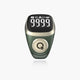 Front view of green Noor Zikr Ring 2.0 with digital display showing 9999, ideal for zikr and prayer reminders.