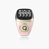 Pink Noor Zikr Ring 2.0 with digital display and gold accents, designed for stylish and functional zikr tracking.