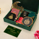 Luxurious Noor Al-Ramadan Gift Box with tasbeeh, hijab, and Islamic items, ideal for Ramadan gifting in Jaipur or internationally.