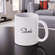 Abbu Mug - Personalized Gift | Ceramic Mug 350ml featuring custom name 'Shoeb' on the back, perfect drinkware for dads and grandfathers.