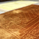 Detailed texture of golden brown Janamaz from the Rectangle Couple Janamaz Set, showcasing premium fabric and elegant design.