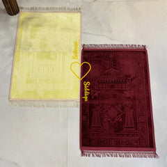 Offwhite & Maroon Rectangle Couple Janamaz with Heart
