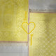 Close-up of Offwhite Rectangle Couple Janamaz with personalized names and heart motif, perfect for bridal or wedding gifting.