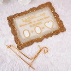12x9 inch Sequence Rectangle Couple Frame in resin art with gold glitter border, personalized Islamic wedding gift decor with stand.