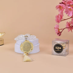 White Crystal Tasbeeh with Bismillah (100 Beads)