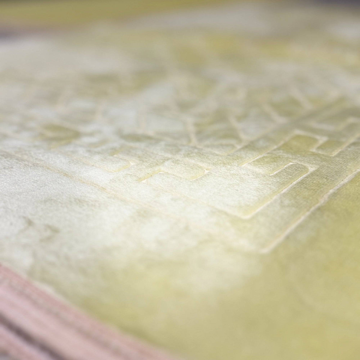 Premium quality soft fabric texture of Offwhite Heart Prayer Mat from Couple Janamaz Set, showcasing intricate embossed design.