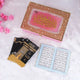 Pink ornate Quran box with gold calligraphy and embellishments