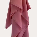 Detailed view of Coral Delight Chiffon Hijab edges, emphasizing its fine stitching and premium polyester chiffon quality.