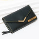 Black leather wallet with zipper pocket and card slots