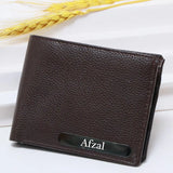 Personalized men's leather wallet with custom name
