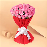 Pink Storm Bouquet arranged in packaging, close-up