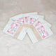 Aqiqah Meat Packets - meat packet | 12 units, customisation displayed in a fan layout with personalized labels for a baby girl named Ayesha.