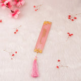 Pink Flakes Couple Ibadah Set – pink resin Bismillah bookmark with gold detailing and tassel