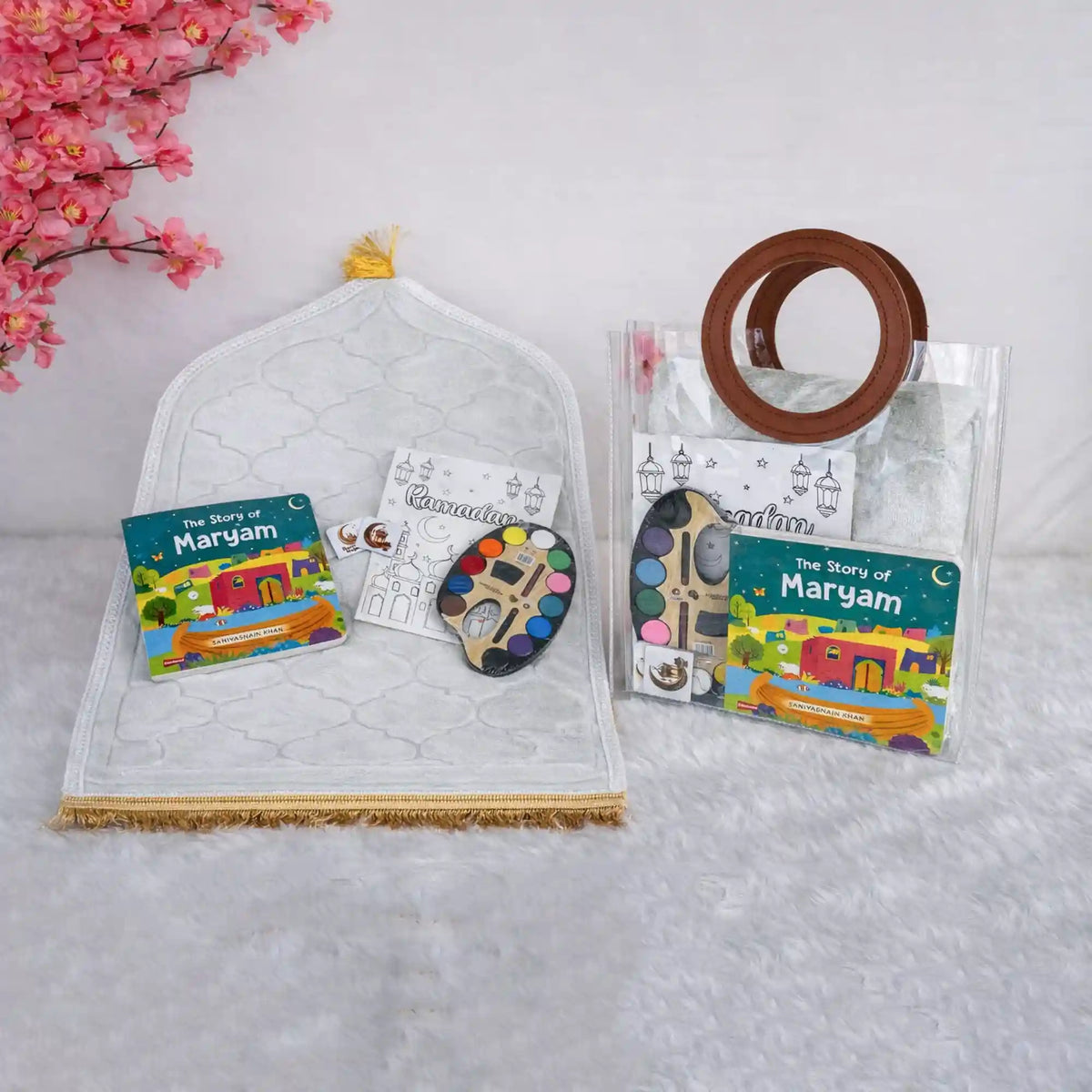 Colorful Ramadan and Eid gift hamper with books and toys for children