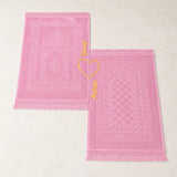 Pink Flakes Couple Ibadah Set – Rectangle Couple Janamaz with pink Islamic patterns