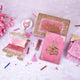 Kid's Quran Gift Set in pink with personalized tasbeeh, prayer mat, and Bismillah box. Ideal kids faith gift hamper for Bismillah ceremony or Eid.