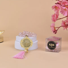 Pink Crystal Tasbeeh with Bismillah (100 Beads)