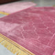 Side view of Dome Prayer Mats in pink tones with golden fringe, highlighting soft, durable fabric. Perfect for couple prayer rituals.