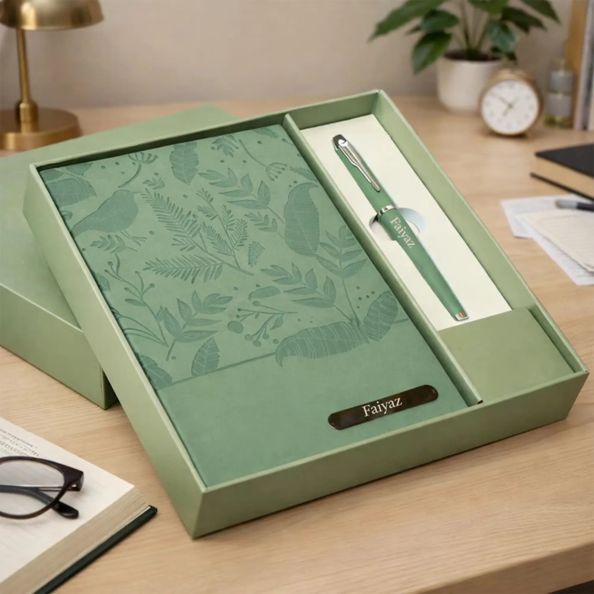 Premium Coral Personalized Notebook and Pen Set Main image