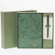 Elegant green journal with matching pen in gift box
