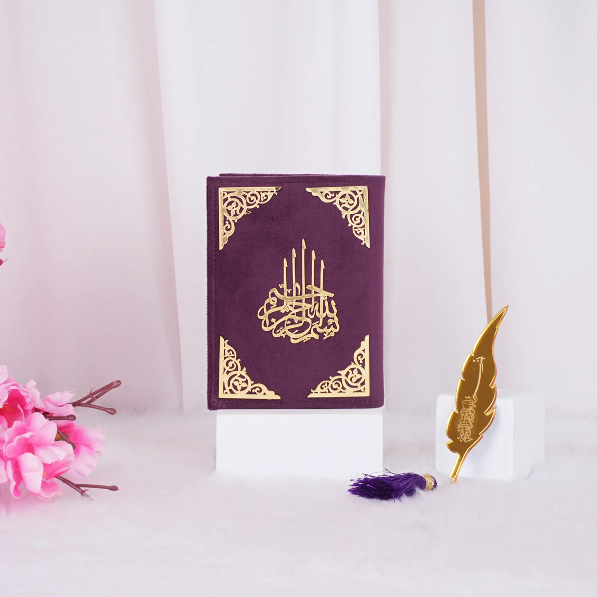 Purple Mini Quran with Feather Bookmark