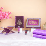 Purple Sawab-e-Jariya gift set with Quran Rehal Tasbeeh and Janamaz