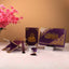 Rehal Hamper Gift Set - Purple Flakes featuring a velvet Quran, crystal tasbeeh, and gold-detailed rehal. Ideal Quran gift set for women.