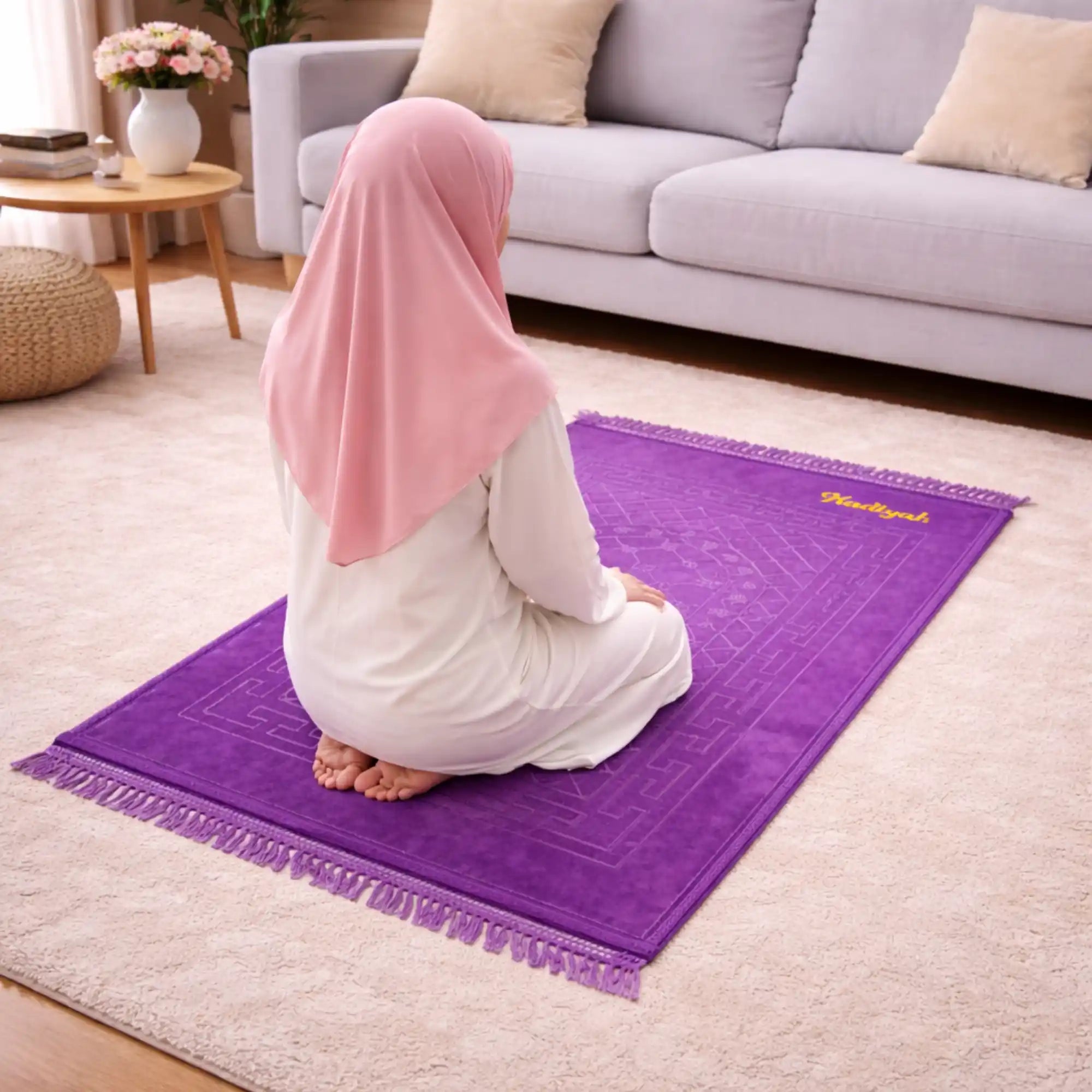 Purple Rectangle Premium Janamaz with name Main image