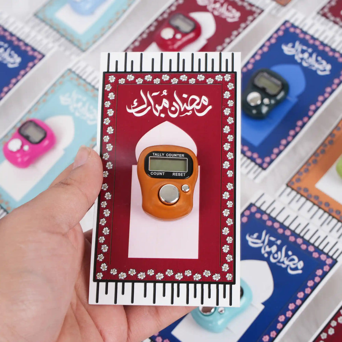Ramadan Mubarak digital tasbeeh card with Arabic text and prayer counter