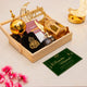 Decorative set with gold lanterns, 'Ramadan Mubarak' sign, and a card on a light background.