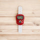 Red digital tasbeeh counter with strap, perfect for Nikah favors and compact zikr on the go.