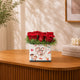 Red Roses You And Me Sticker Vase — fresh flower bouquet, detail view