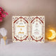 Customizable Regal Bloom Nikah Nama displayed with elegant decor, featuring bride and groom names, traditional calligraphy, and ornate design.
