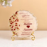 8" Rose Petal Frame - Resin Art Couple Frame with red floral accents, gold detailing, and personalized names Nadeem & Faizana. Elegant keepsake for weddings or anniversaries.