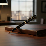 Royale Black & Gold Premium Ball Pen shown up close with premium finish detail