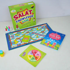 Board game set with 'Salat Knowledge Game' on a white surface