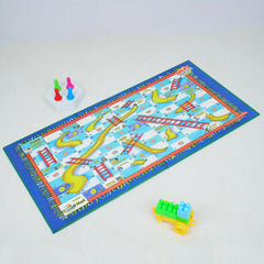 Colorful board game with pieces on a white background