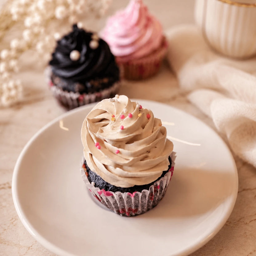 Set Of 4 Chocolate Cupcakes — gourmet gift hamper Main image