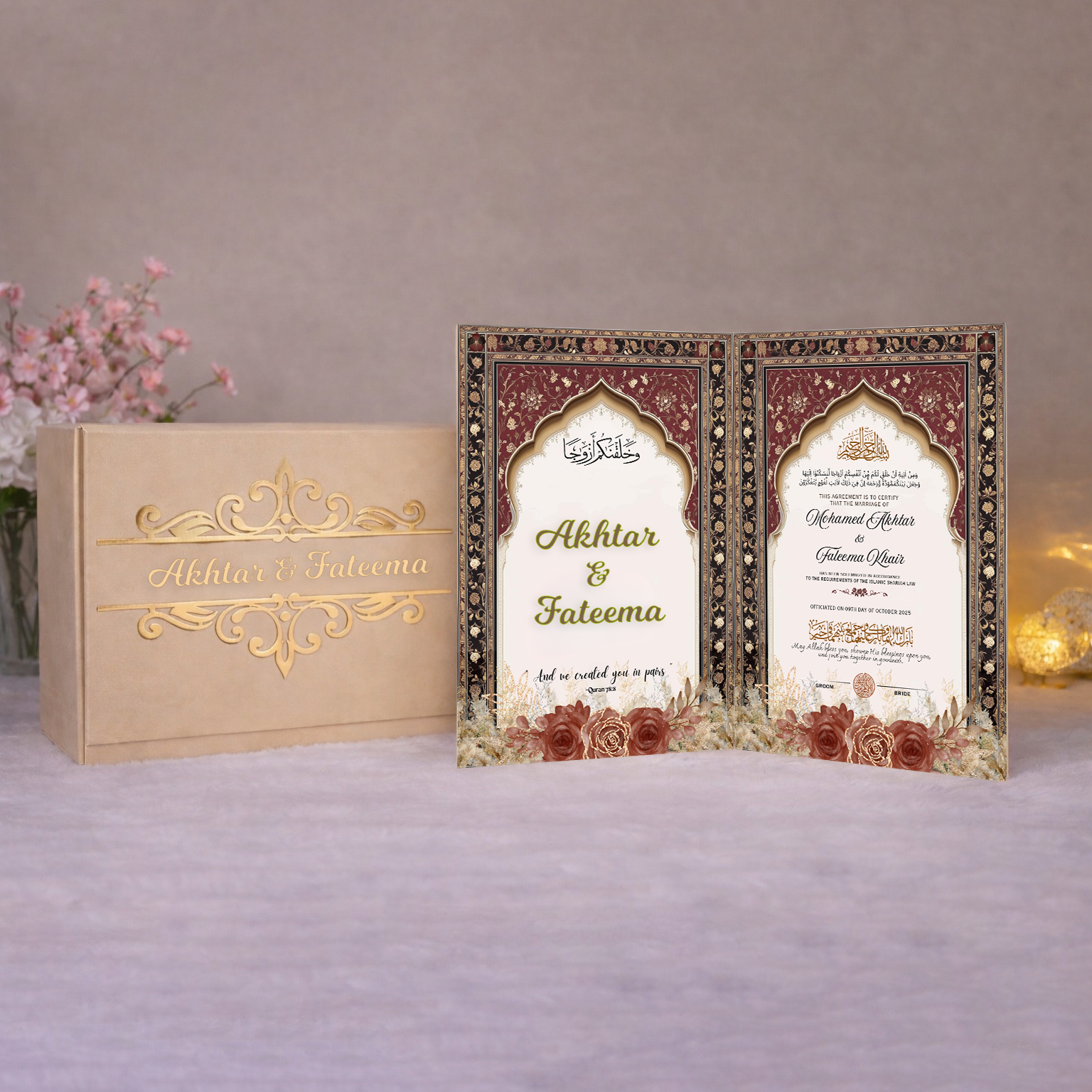 Nikah Nama Hamper with booklet, box, pen for wedding Main image
