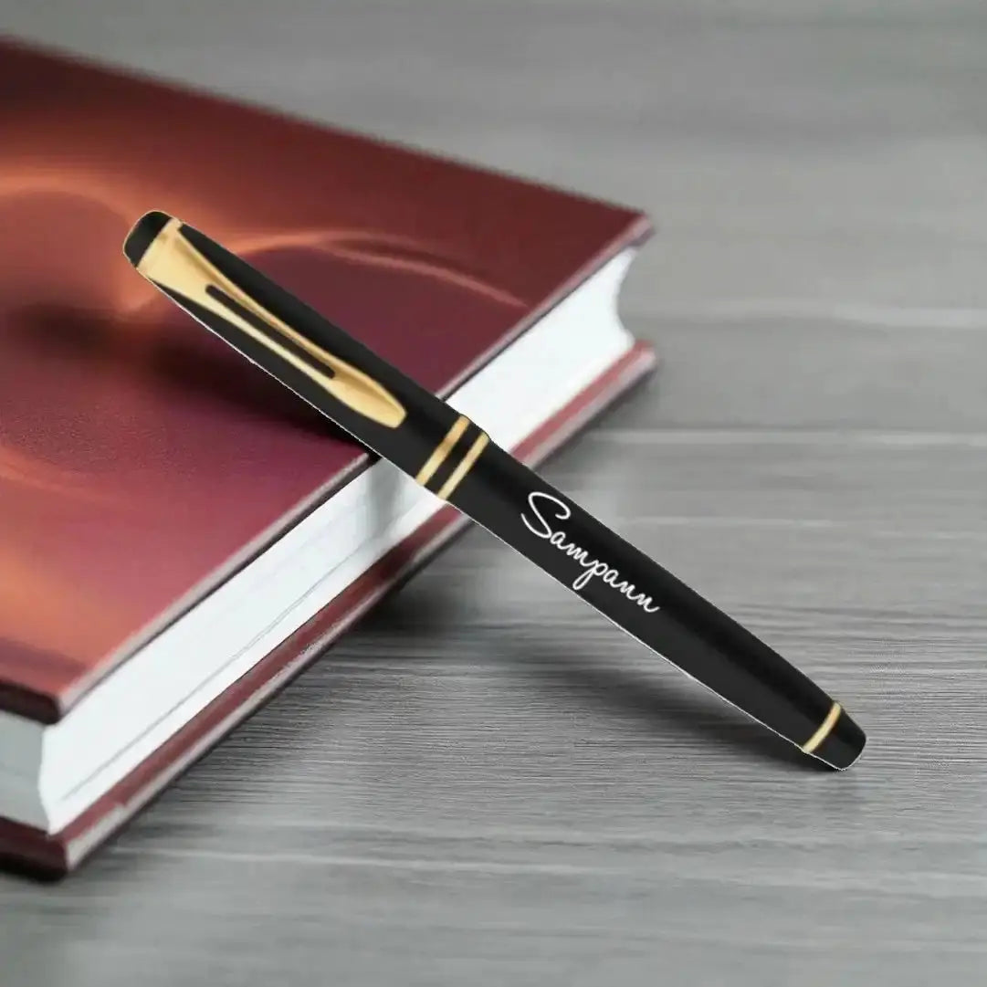 Elegant personalized black and gold pen with custom engraving, perfect for thoughtful personalized gifts Main image