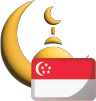 Singapore logo featuring the national colors of red and white, with iconic symbols like the crescent moon and five stars from the national flag or the Merlion, representing the country’s strong heritage, progress, and national pride, symbolizing unity and growth.