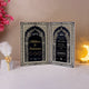 Siyah-e-Wafa Nikah Nama with golden detailing, featuring names Akhtar & Fateema in a black and gold ceremonial design, ideal for Nikah essentials.