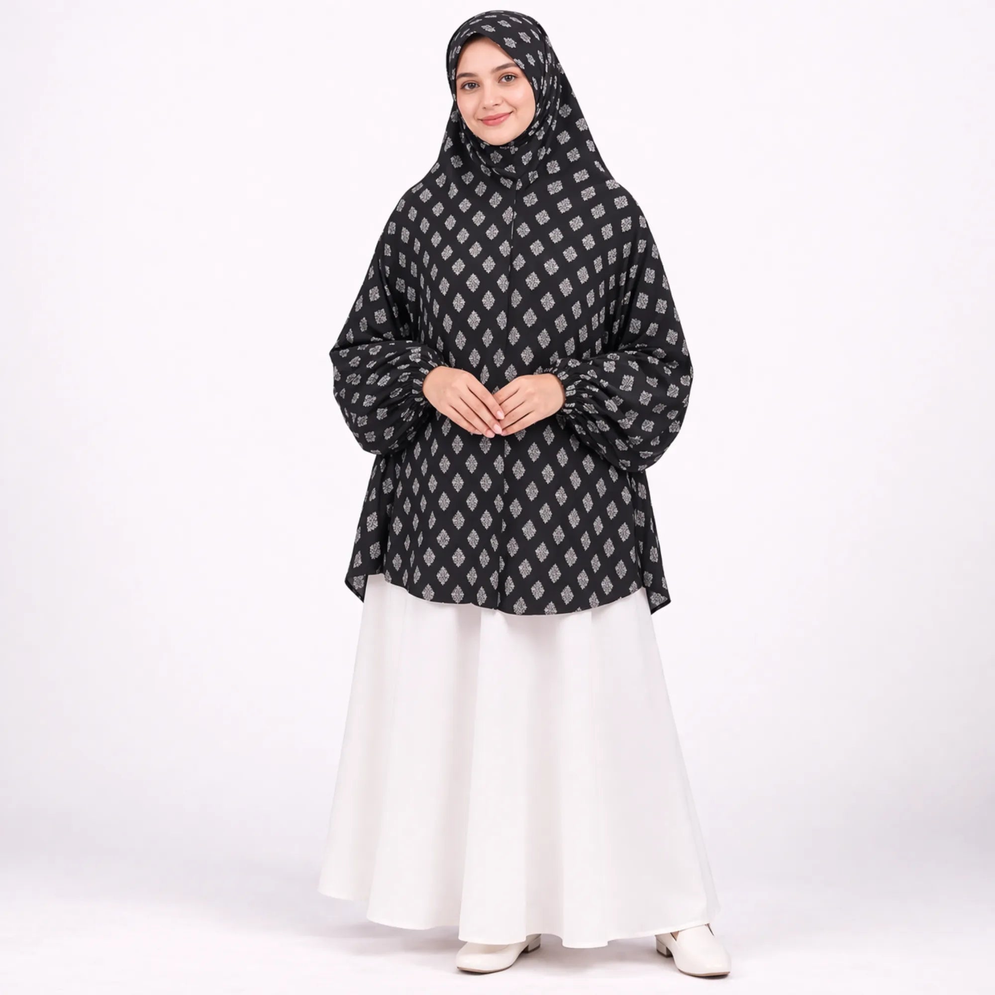 Siyah Al Noor Knee Length Printed Cotton Namaz Makhna Main image