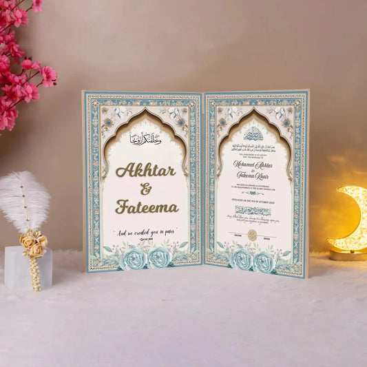 Subh-e-Nikah Nikah Nama | Nikah Nama Online featuring elegant floral design in pastel tones, ideal for wedding ceremony supplies and bridal gifts.