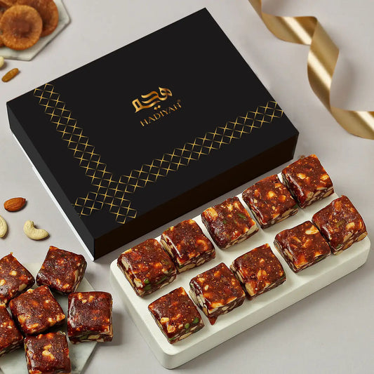 Sugar Free Anjeer Barfi - Healthy Figs | 200g 400g, premium fig and dry fruit sweets in elegant black gift box, ideal for weddings and Eid gifting