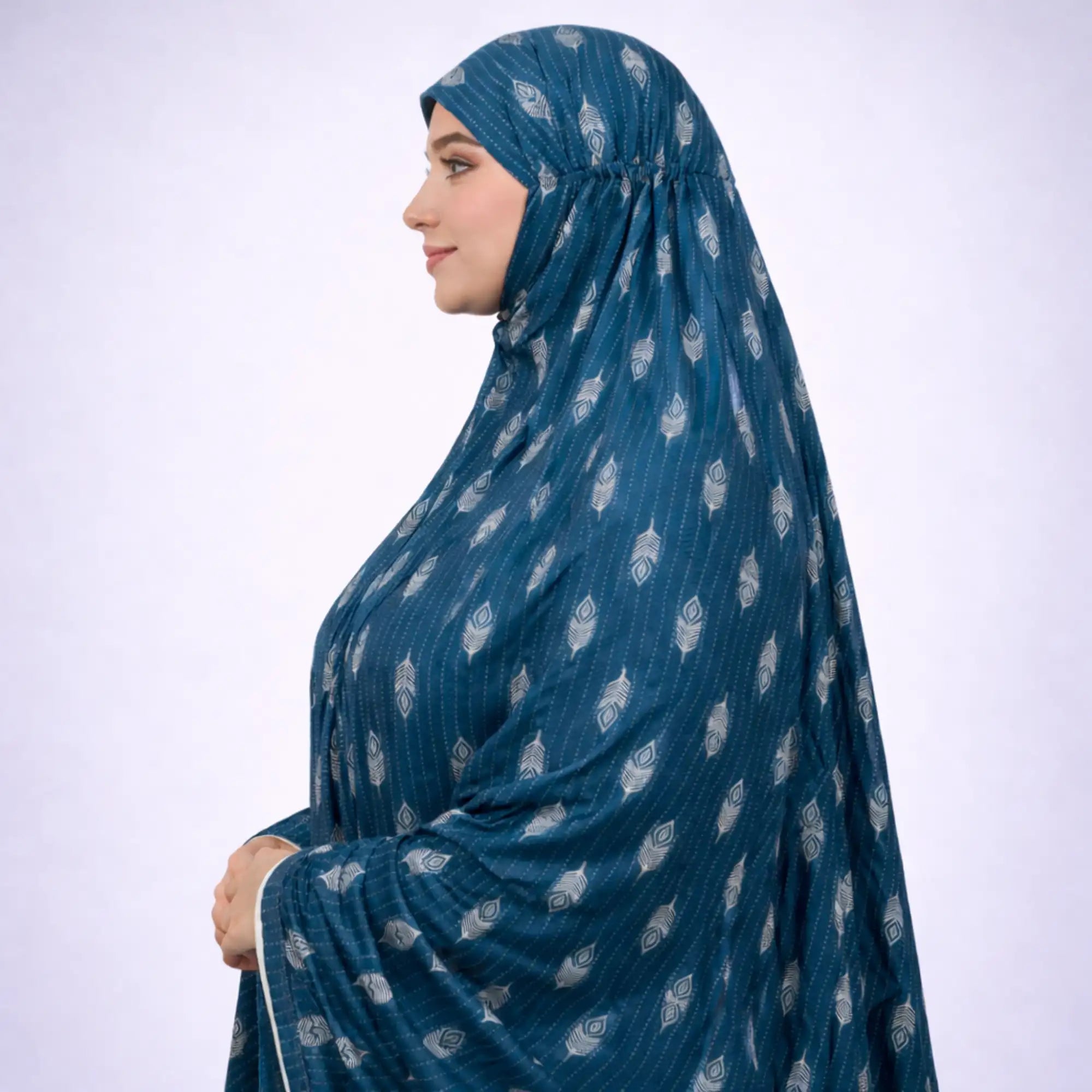 Teal Knee Length Printed Cotton Namaz Makhna Secondary image