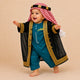 Teal Omani Thobe Romper & Bisht Set for Baby Boys